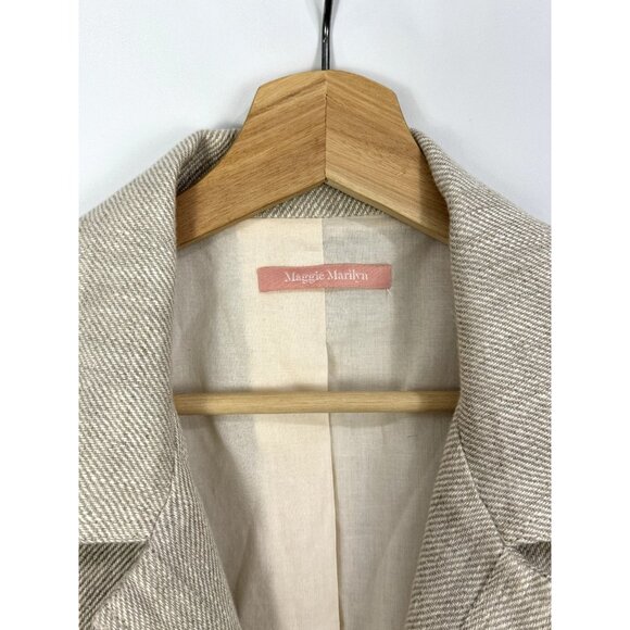 Maggie Marilyn New Zeland Womens Blazer100% Linen Fringe Pockets Jacket Size 10 - Picture 2 of 9